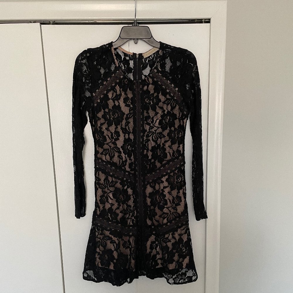 Black and Tan Lace mini Dress